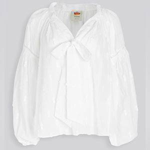 Farm Rio White Pineapple Blouse Puff Sleeves